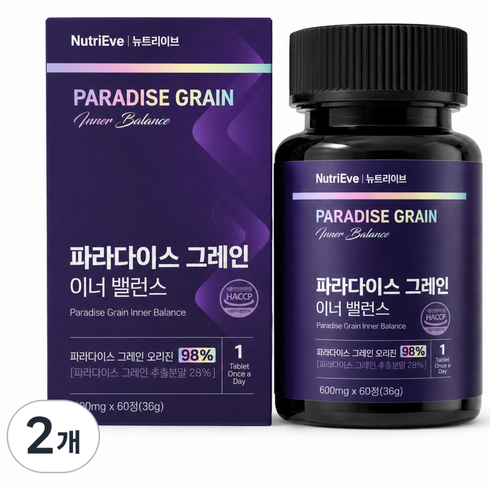 뉴트리이브 파라다이스 그레인 이너 밸런스 6파라돌 다이어트 유산균 식약처인증, 2개, 60정