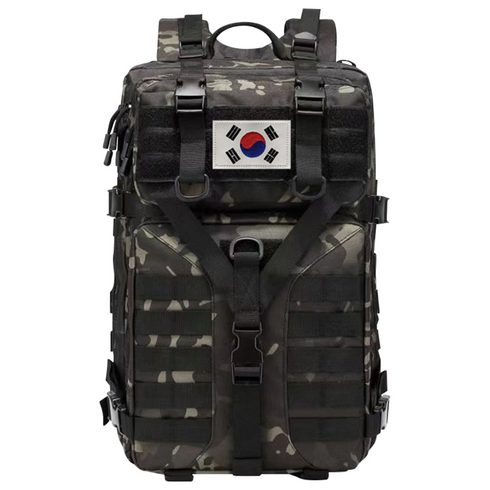 군인 전용 전술가방 대용량백팩+ 태극기, 900D 밀리터리 블랙