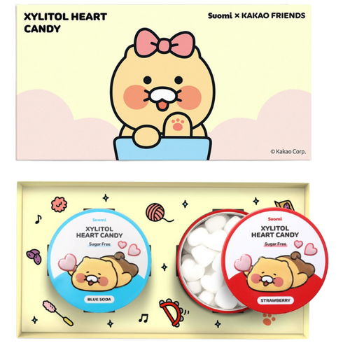 춘식이 자일리톨 하트 캔디 2종 선물세트 블루소다+딸기, 80g, 1세트
