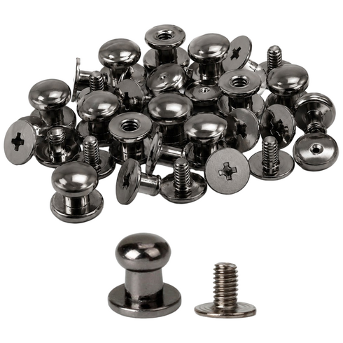 가죽공예 부자재 나사가 포함된 솔트레지 6mm 8mm 30개, 1세트, 6mm 흑니켈