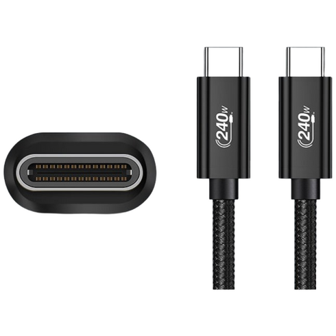 C to C타입 초 고속 충전케이블 240W, 2개, 블랙, 50cm