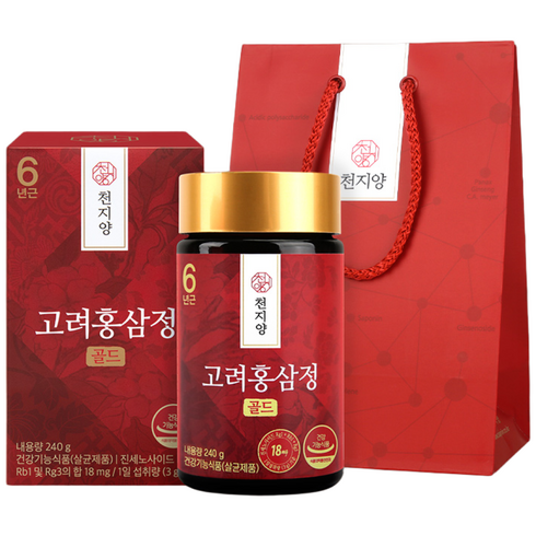 천지양 6년근 고려 홍삼정 골드 + 쇼핑백 세트, 240g, 1개