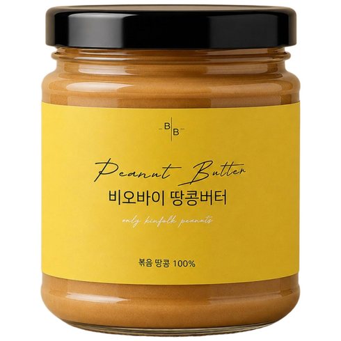 비오바이 국내제조 무가당 땅콩버터 피넛버터 유리병, 2개, 450g