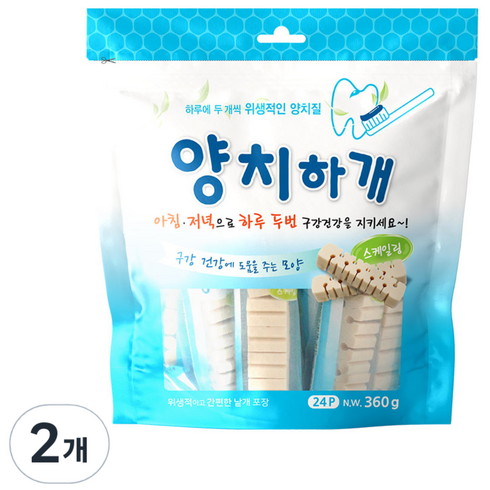 양치하개 강아지 덴탈껌 24p, 스케일링, 360g, 2개