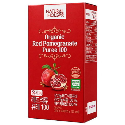 네츄럴올가 통째로 갈아만든 유기농 레드석류 퓨레100, 25g, 14개
