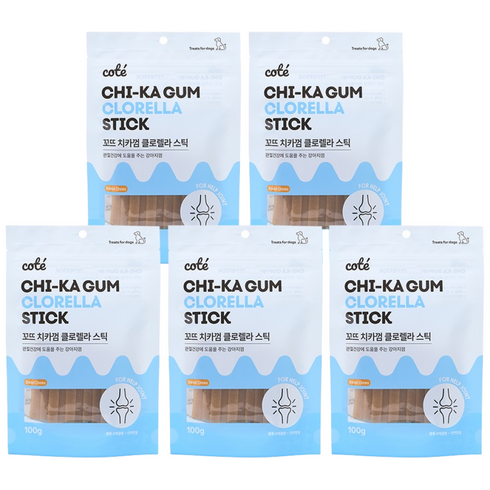 꼬뜨 강아지껌 덴탈껌 치카껌 스틱, 클로렐라, 100g, 5개
