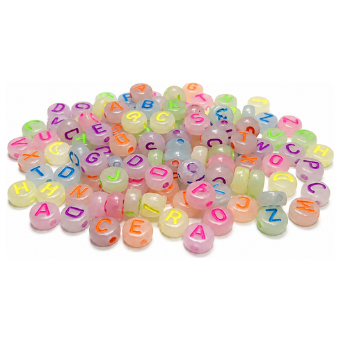 체리아트 야광 비즈 400Pcs 팔찌 목걸이 만들기 DIY 올인원 키트, 1개, 알파벳