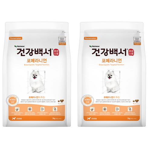뉴트리나건강백서 강아지 기능성 사료, 포메라니안, 2kg, 2개