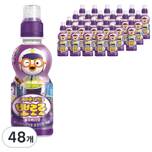 팔도 귀여운내친구 뽀로로 블루베리맛, 235ml, 48개