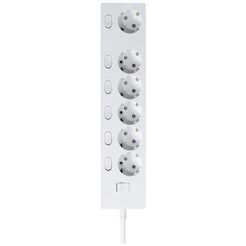 파워존 자동소화 4000W 고용량 웨이브 개별스위치 과부하차단 6구 멀티탭 50cm 1.5m 3m 5m 7m, 자동소화 개별스위치 6구 3m 화이트, 1개, W9ME630WT