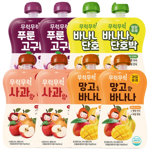 무럭무럭 키즈죽 과일퓨레 알뜰 8팩 (사과배 망고바나나 바나나단호박 푸룬고구마 각 2팩)