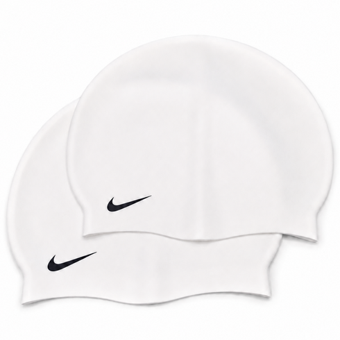 나이키 Nike 실리콘 수영 모자 플레인 프리미엄 수영모 수모, 2개, 화이트