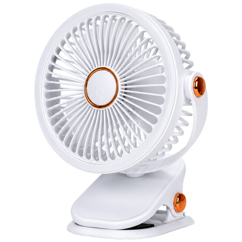 SOLECO 탁상용 무선 선풍기 클립형 무선 선풍기 360도 회전 저소음 USB-C 충전 LED 무드등 벽걸이 겸용 유모차 캠핑용, 화이트 LED 선풍기, F15