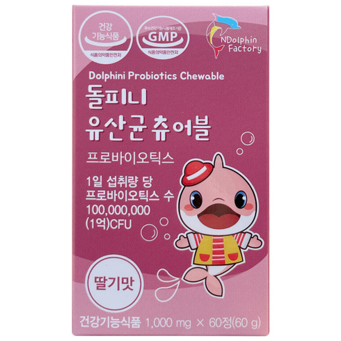 엔돌핀팩토리 돌피니 유산균 츄어블 딸기맛 60g, 60정, 1개
