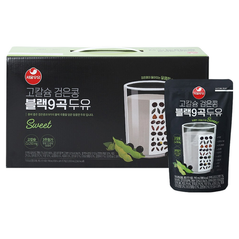 서울우유 고칼슘 검은콩 블랙9곡 두유 190ml 20팩-칼슘250mg, 20개