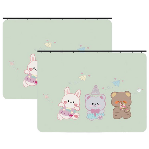 PICKIT 픽잇 레일형 뒷좌석 차량용 자외선 차단 암막 햇빛가리개, 2개, 베어래빗
