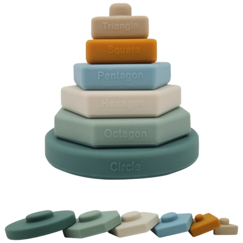 아트릴리 실리콘 도형 탑쌓기 유아용 별모양 컵쌓기 소근육발달 블럭 완구 블록 장난감, 1세트, 파스텔 컬러