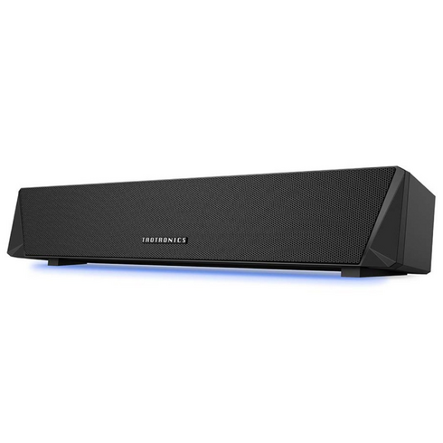 TaoTronics TT-SK027 14W 파워풀 출력 PC 게이밍 사운드바 게이밍 특화 저음 강화 블루투스 5.0 RGB 컴퓨터 스피커 디지털 디스플레이 타이머 블랙, 검정색, SK027
