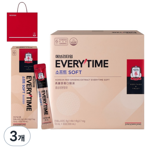 에브리타임 소프트 10ml X 30포 + 쇼핑백, 300ml, 3개