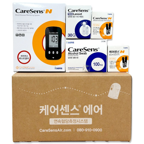 케어센스N 혈당측정기+시험지100매+채혈침100+알콜솜100, 1개, 1세트