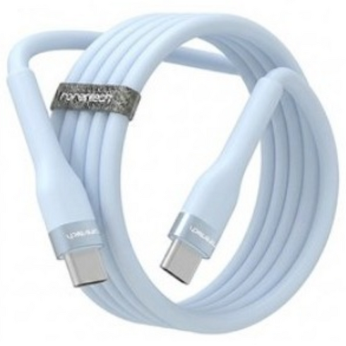 로랜텍 60W PD 파스텔 C to C 초고속충전 케이블, 1개, 블루, 1.2m