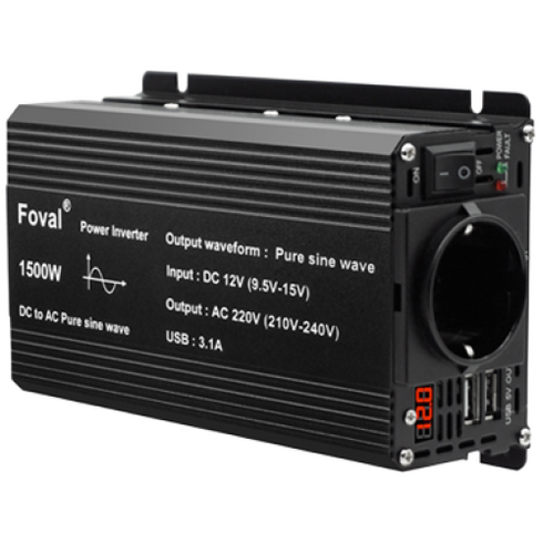 루앤 순수정현파 차량용 인버터 12V 220V 캠핑용 차박 한국형 KC인증, 블랙 용량 1500W 전압12V, 1개