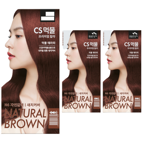 꽃을든남자 CS먹물 프리미엄 헤어 칼라크림 염모제, N6 자연갈색, 3개
