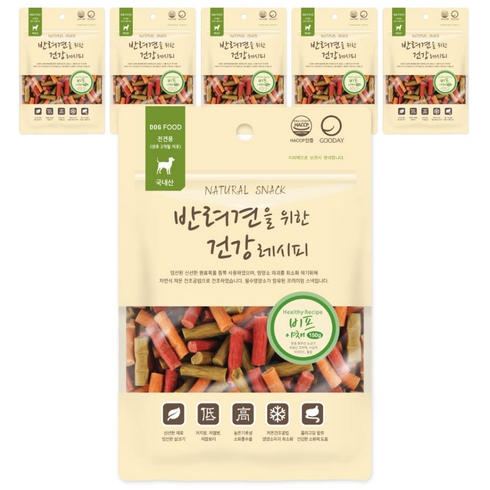 굿데이 반려견을 위한 건강레시피 간식, 혼합맛(비프/야채), 150g, 6개