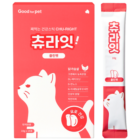 굿포펫 츄라잇 고양이 영양제 국내산 유산균, 14개, 유리너리+장건강, 10g