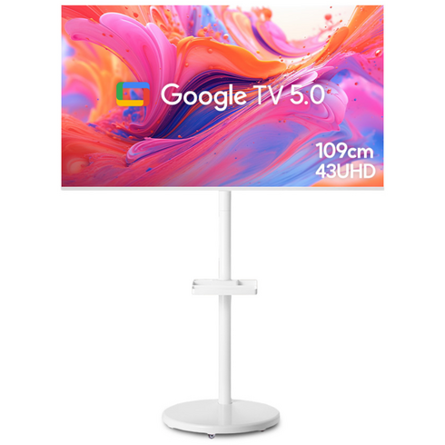 스카이뷰 화이트에디션 삼탠바이미 109cm(43인치) 4K UHD 스마트 이동식 TV 중소바이미 삼텐바이미, 고객직접설치, 이동형 스탠드, 4K UHD 화이트 삼탠바이미 셋트