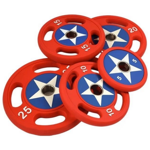 희우스포츠 중량원판 중량바벨 방패원판 3홀원판 50mm용, 10kg, 2개, 우레탄원판