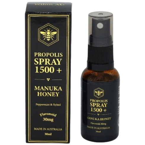 [고함량 프리미엄] 옐로우에이유 마누카꿀 프로폴리스 스프레이 1500+ 플라보노이드 30mg 항산화 호주산, 1개, 30ml