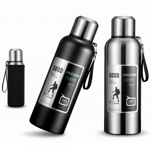 코코리브 스텐316 보온보냉병 파우치 세트, 1개, 800ml, 블랙