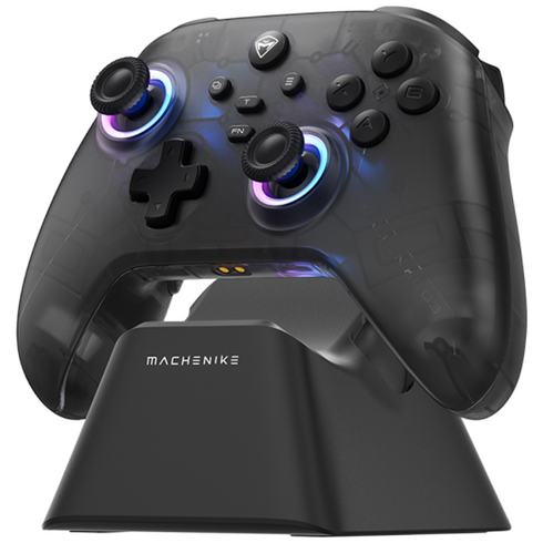 MACHENIKE G3 V2 Pro 무선 컨트롤러 PC 안드로이드 iOS 닌텐도 스위치 호환 RGB 게임패드 자이로 센서, 1개, 블랙 Pro(충전 도크 포함)