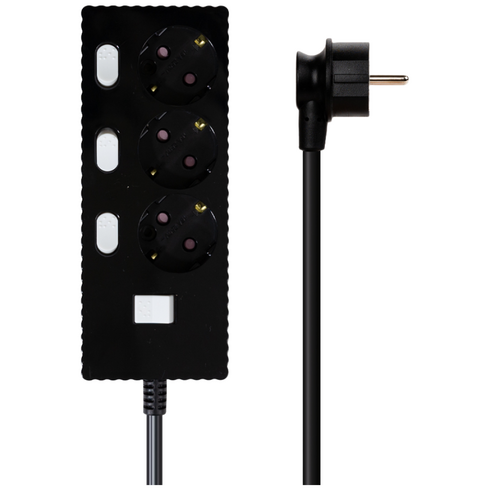 파워존 자동소화 4000W 고용량 웨이브 개별스위치 과부하차단 3구 멀티탭 50cm 1.5m 3m 5m 7m, 자동소화 개별스위치 3구 50cm 블랙, 1개