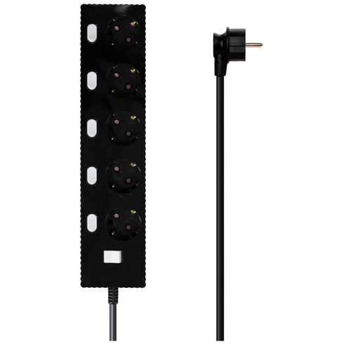 파워존 자동소화 4000W 고용량 웨이브 개별스위치 과부하차단 5구 멀티탭 50cm 1.5m 3m 5m 7m, 자동소화 개별스위치 5구 1.5m 블랙, 1개, WME61BWT