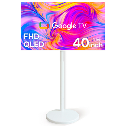 무빙큐빅스 스마트 40인치 FHD QLED 화이트에디션 삼탠바이미 X1시리즈 셋트 이동식 tv 거치대 삼텐바이미 스탠바이미 중소바이미, 고객직접설치, 스탠드형, 101cm(40인치)