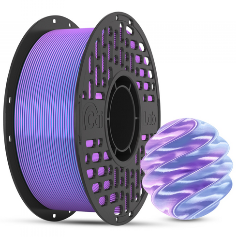 CaiLab 3D 프린터 필라멘트 PLA 실크 투톤 트리톤 멀티컬러 그라데이션 1.75mm 1kg 자연스러운 색상 전환 고품질 실크 질감 쉬운 출력 안정적인 라인 직경 1KG, 핑크 블루, (PLA)