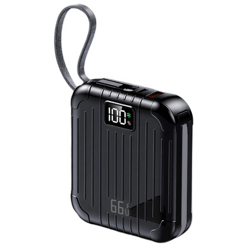보조배터리 66W 초고속충전 30000mAh 대용량 미니 휴대용 내장 케이블, 블랙, HT-DX336