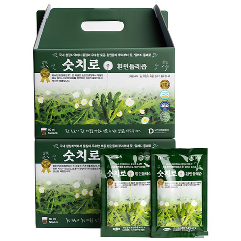 숫치로 흰민들레즙 국내최대 고함량 7%~ 80ml 50포/80ml 100포(실속형) 뿌리까지통째로 특허기술추출 위건강&간건강 1일1포해결 HACCP인증, 50개