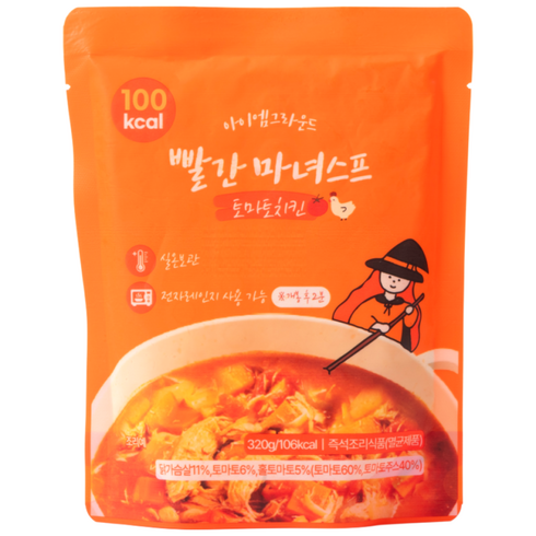 아이엠그라운드 실온보관 토마토 치킨 마녀스프 7일 세트, 320g, 7개