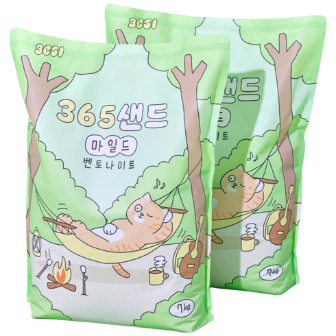 3651 365샌드 고양이 벤토나이트 모래, 7kg, 2개, 마일드
