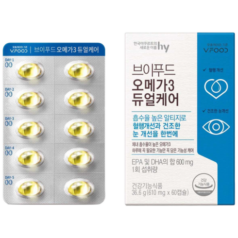 브이푸드 오메가3 듀얼케어 36.6g, 60정, 1개