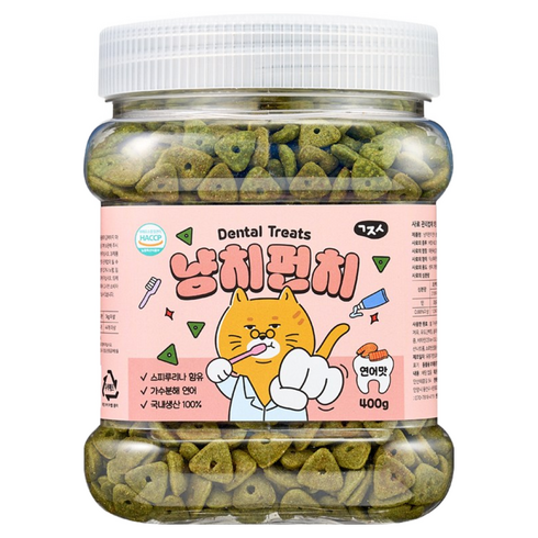 고지식 냥치펀치 고양이 구강관리 이빨과자 대용량 덴탈트릿 간식, 3개, 400g, 연어맛
