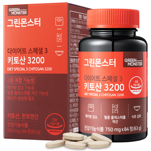 그린몬스터 다이어트 스페셜 3 키토산 3200, 84정, 1개