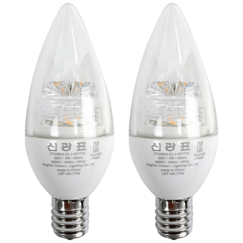 LED 베이직 신광 촛대구 E17 5W 에디슨전구 인테리어용전구 카페조명, 주광색, 2개