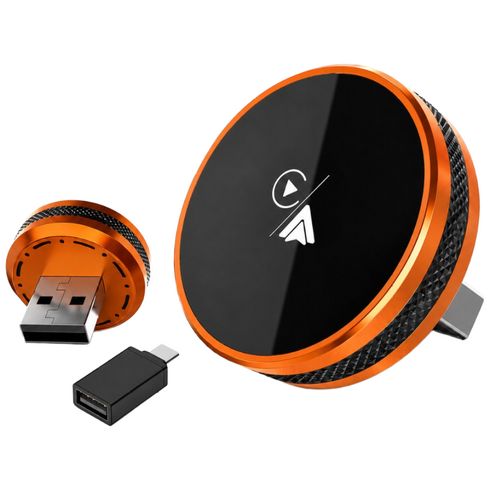무선 카플레이 안드로이드 오토 2in1 어댑터 유선 무선 변환 자동연결 USB 동글, Aurora Orange, CA30