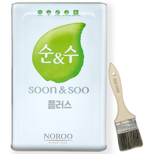 노루표 순앤수 100플러스 대용량 친환경 수성 셀프 벽지 벽면 페인트, 1개, 18L, 순흰색 (WHITE)