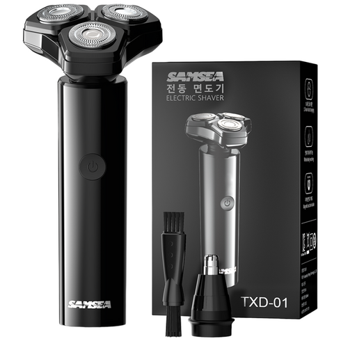 SAMSEA 360도 휴대용 2 in 1 전기 전동면도기, TXD-01, 블랙