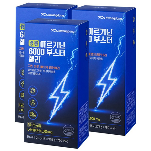 광동 아르기닌 6000mg 오르니틴 타우린 부스터 복숭아맛 젤리, 3개, 15회분